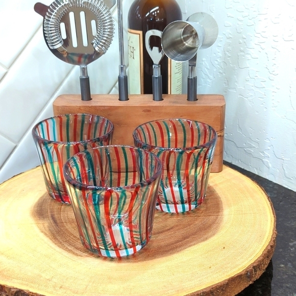 Anthropologie Set Of 3 Tumbler, votive Pietro Glass Decor - Picture 3 of 11